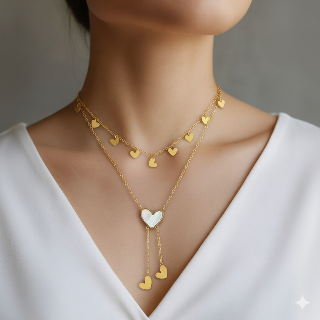 Layered Heart Pendant Necklace