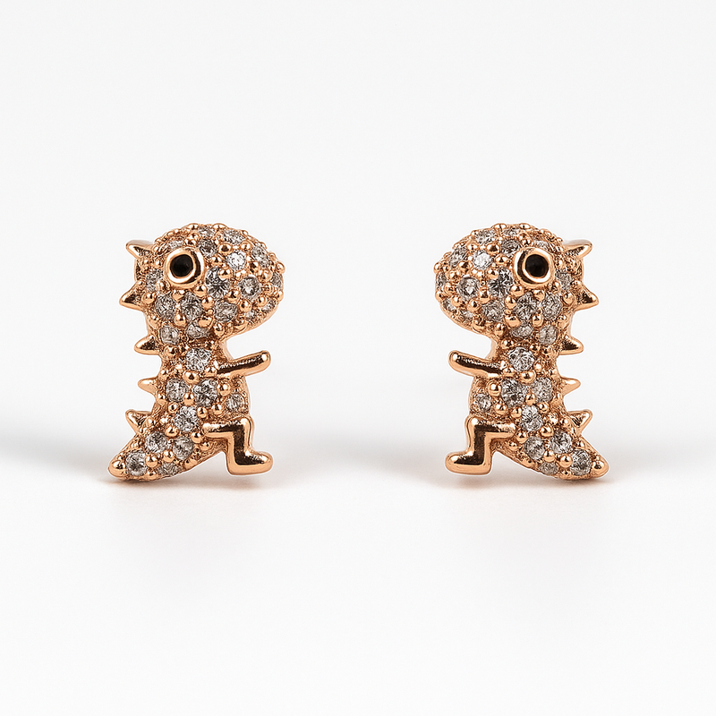 Rose Gold Dinosaur Stud Earring