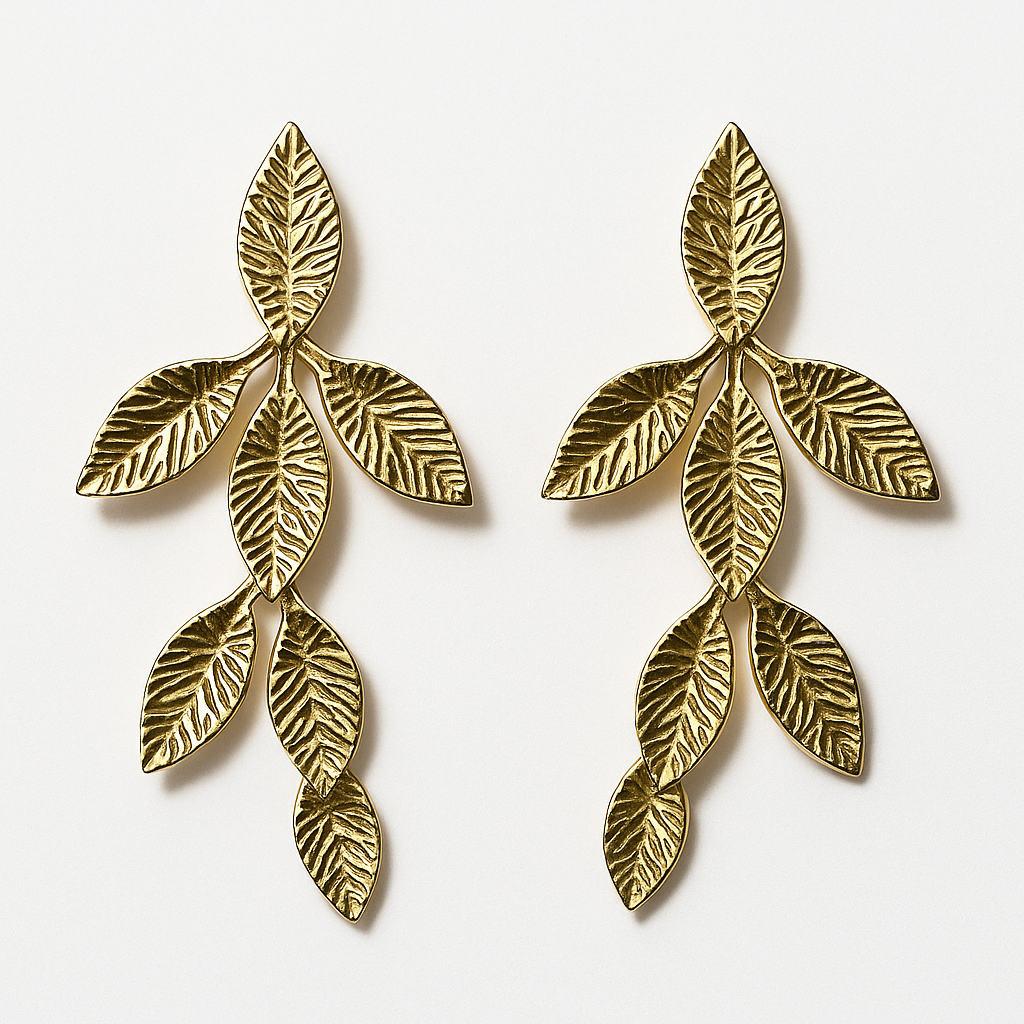 Gold-Tone Leaf Drop Earring