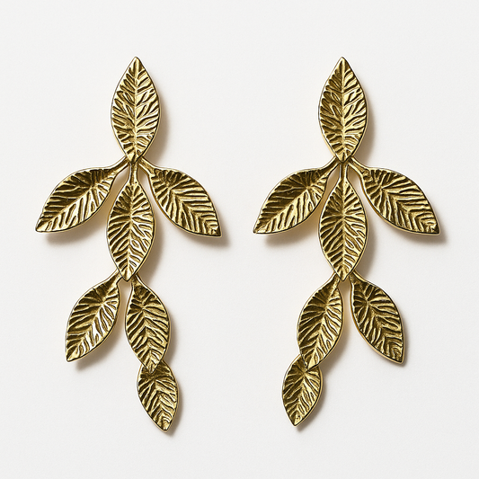 Gold-Tone Leaf Drop Earring