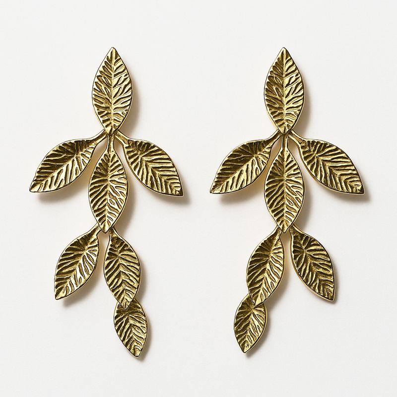 Gold-Tone Leaf Drop Earring