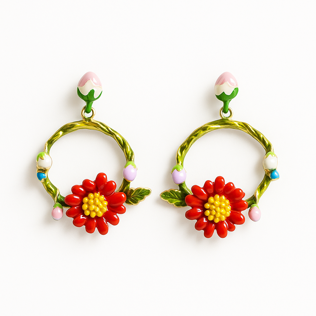 Floral Hoop Earring