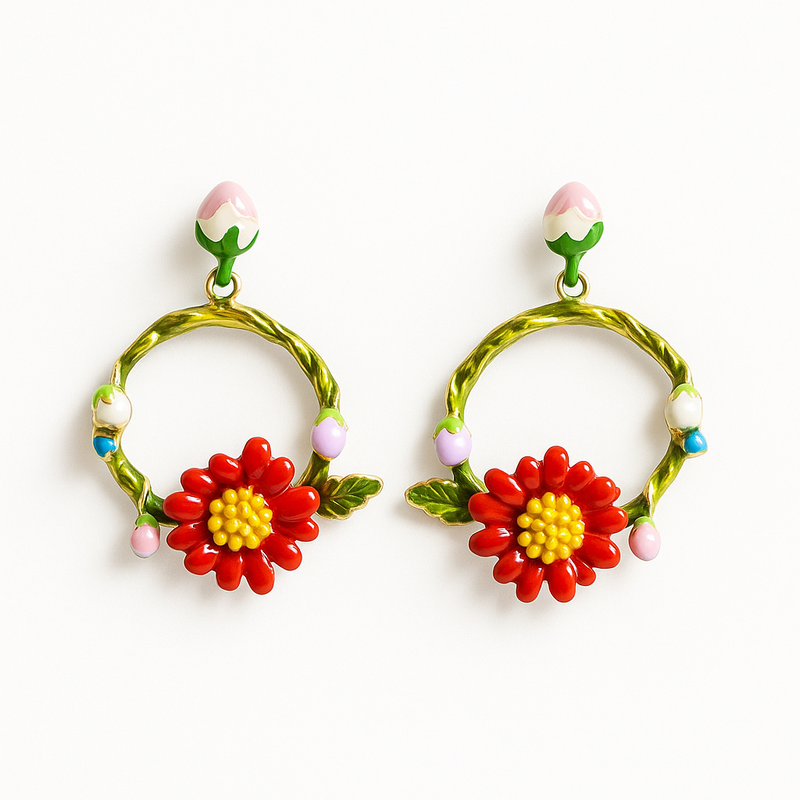 Floral Hoop Earring