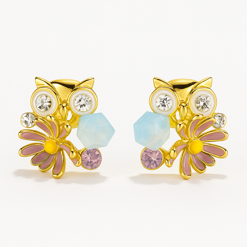 Owl Crystal Stud Earring