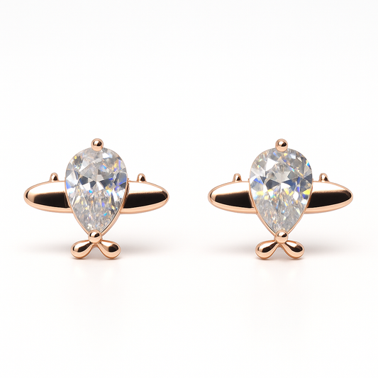 Rose Gold Plane Crystal Stud Earring