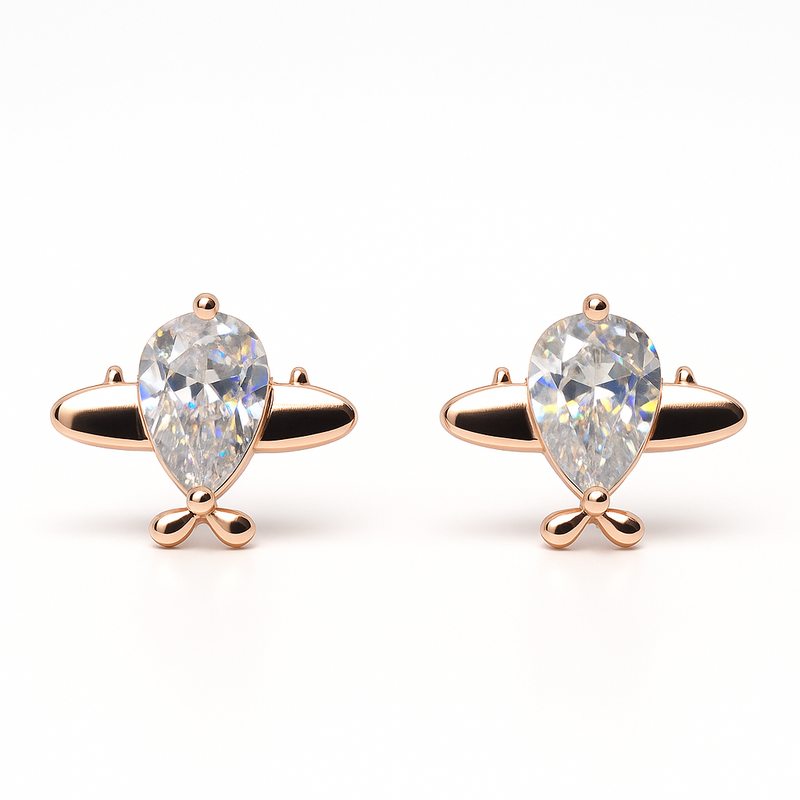 Rose Gold Plane Crystal Stud Earring